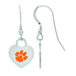 yz SA[g fB[X sAXECO ANZT[ LogoArt Sterling Silver Clemson Enamel Heart Drop Earrings Sterling Silver