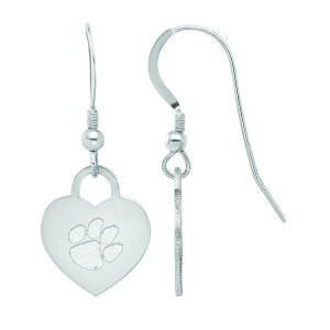 yz SA[g fB[X sAXECO ANZT[ LogoArt Sterling Silver Clemson Heart Drop Earrings Sterling Silver