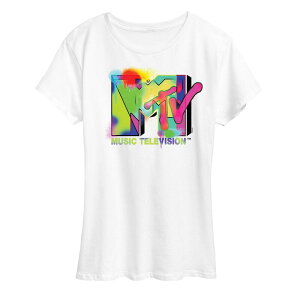 yz CZX LN^[ fB[X TVc gbvX Women's MTV Colorful Paint Logo Graphic Tee White