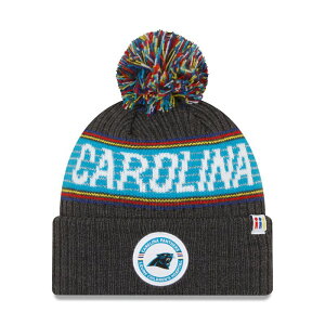 yz j[G Y Xq ANZT[ Men's New Era Heather Charcoal Carolina Panthers 2022 Greg Olsen x Atrium Health Levine Children's Hospital Pom Knit Hat Pth Charco