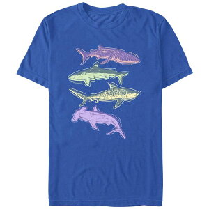 �A�j���L�����N�^�[ �����Y �g�b�v�X T�V���c �O���t�B�b�N Licensed Character Men's Colorful Sharks Graphic Tee Royal