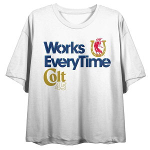 �A�j���L�����N�^�[ ���f�B�[�X �g�b�v�X T�V���c �N���b�v�h �O���t�B�b�N Licensed Character Women's Colt 45 Lager Cropped Graphic Tee White �z���C�g