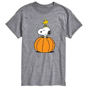 �A�j���L�����N�^�[ �����Y �g�b�v�X T�V���c �O���t�B�b�N Licensed Character Men's Peanutsnoopy Woodstock Pumpkin Graphic Tee Heather Gray �O���[