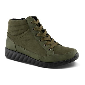 tNTX fB[X V[Y u[cECu[c Xj[J[ [X Flexus by Spring Step Sonata Women's Lace-Up Wedge Sneaker Boots Olive Green O[