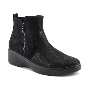 tNTX fB[X V[Y u[cECu[c AN Flexus by Spring Step Yancey Women'side Zip Wedge Ankle Boots Black ubN