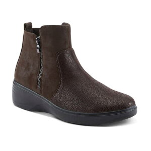 yz tNTX fB[X u[cECu[c V[Y Flexus by Spring Step Yancey Women's Side Zip Wedge Ankle Boots Chocolate Brown