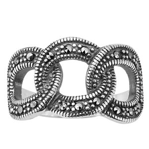 Sunkissed Sterling ���f�B�[�X �A�N�Z�T���[ �����O Sunkissed Sterling Cubic Zirconia Oxidized Bold Link Ring Silver Tone �V���o�[