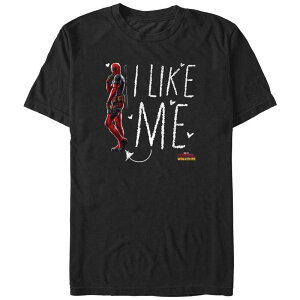 �}�[�x�� �����Y �g�b�v�X T�V���c �g�[�� �O���t�B�b�N Big & Tall Marvel Deadpool & Wolverine I Like Me Graphic Tee Black �u���b�N