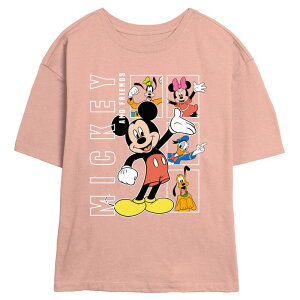 yz fBYj[ fB[X TVc gbvX Disney's Mickey Mouse And Friends Juniors' Skimmer Graphic Tee Peach