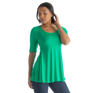 24 �Z�u���R���t�H�[�g ���f�B�[�X �g�b�v�X T�V���c Women's 24Seven Comfort Apparelbow Sleeve Swing Tunic Top Green �O���[��