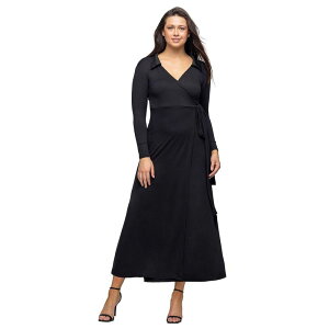 24 �Z�u���R���t�H�[�g ���f�B�[�X �g�b�v�X �����s�[�X �}�L�V Women's 24Seven Comfort Apparel Comfortable Collared Wrap Maxi Dress Black �u���b�N