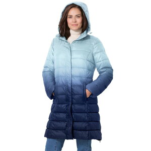 yz E[} EBYC fB[X WPbgEu] AE^[ Woman Within Women's Plus Size Long Packable Puffer Jacket Evening Blue Ombre