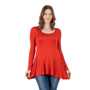 24 �Z�u���R���t�H�[�g ���f�B�[�X �g�b�v�X �V���c Women's 24Seven Comfort Apparel Swing Style Flared Tunic Top Rust ���X�g
