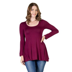 24 �Z�u���R���t�H�[�g ���f�B�[�X �g�b�v�X �V���c Women's 24Seven Comfort Apparel Swing Style Flared Tunic Top Wine ���C��