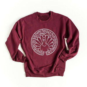 Simply Sage Market ���f�B�[�X �g�b�v�X T�V���c �X�E�F�b�g Simply Sage Marketurkey Circle Sweatshirt Maroon �}���[��