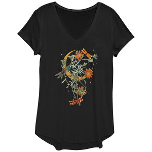 �A���u�����f�b�h ���f�B�[�X �g�b�v�X T�V���c �t�����[�� �t�����[ �O���t�B�b�N Unbranded Women's Fall Floral Dragonfly Graphic Tee Black �u���b�N