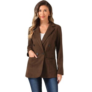 AO P[ fB[X AE^[ WPbgEu] XG[h uU[ ALLEGRA K Faux Suede Blazer For Women's Dressy Lapel Collar Double Breasted Suit Jacket Brown uE