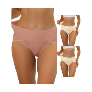 �A���O�� �P�[ ���f�B�[�X �A���_�[�E�F�A �p���c �n�C�E�G�X�g �v���X�T�C�Y ���u ALLEGRA K 3 Packs Women's Hi-cut Ribbed High Waistummy Control Underwear Available In Plusize Beige Light Red ���b�h