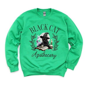 Simply Sage Market ���f�B�[�X �g�b�v�X T�V���c �X�E�F�b�g Simply Sage Market Black Cat Apothecary Sweatshirt Grass �u���b�N