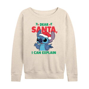 �f�B�Y�j�[ ���f�B�[�X �g�b�v�X T�V���c �p�C�� �X�E�F�b�g Disney's Lilo & Stitch Women's Dear Santa Lightweight French Terry Sweatshirt Beige �x�[�W��