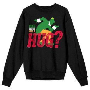 �A�j���L�����N�^�[ ���f�B�[�X �g�b�v�X T�V���c �X�E�F�b�g Licensed Character Juniors' Elf Movie Doesomeoneed A Hug Sweatshirt Black �u���b�N