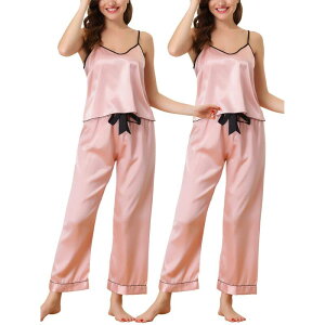 cheibear ���f�B�[�X �A���_�[�E�F�A �i�C�g�E�F�A �V���N cheibear Women'summer Suspenders Ice Silk Pajamas Home Clothes Three Piece Set Pink �s���N