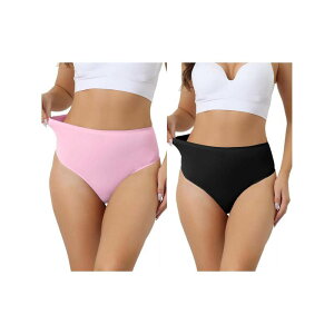�A���O�� �P�[ ���f�B�[�X �A���_�[�E�F�A �p���c ALLEGRA K 2 Packs Women's Hign Waist G-string Thongs Tummy Control Stretch Panties T-back Undepants Black Pink �u���b�N