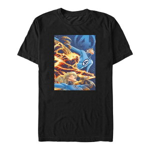 �}�[�x�� �����Y �g�b�v�X T�V���c �g�[�� �O���t�B�b�N Big & Tall Marvel Fantastic Four Profile Poster Graphic Tee Black �u���b�N
