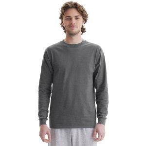 �w�C���Y �����Y �g�b�v�X T�V���c ���� Men's HanesR Beefy-T 2-Pack Long-Sleeve T-Shirt Smoke Gray �O���[