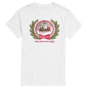 �A�j���L�����N�^�[ �����Y �g�b�v�X T�V���c �g�[�� �O���t�B�b�N Licensed Character Big & Tall Budweiser Clydesdales Holiday Graphic Tee White �z���C�g