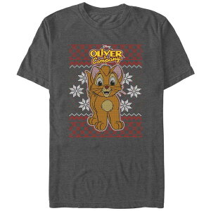 �A�j���L�����N�^�[ �����Y �g�b�v�X T�V���c �g�[�� �Z�[�^�[ �O���t�B�b�N Licensed Character Big & Tall Oliver And Company Christmasweater Graphic Tee Charcoal Heather �`���R�[��