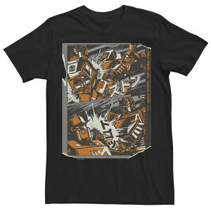 �A�j���L�����N�^�[ �����Y �g�b�v�X T�V���c �O���t�B�b�N Licensed Character Men's Transformers Optimus Vs Megatron Fight Graphic Tee Black �u���b�N