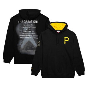 yz ~b`F&lX Y TVc gbvX Men's Mitchell & Ness Roberto Clemente Black Pittsburgh Pirates Vintage Logo Name & Number Pullover Hoodie Pir Black