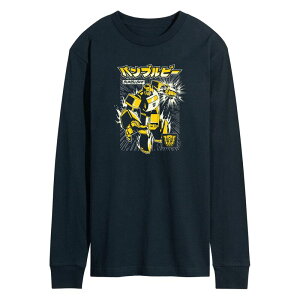 �A�j���L�����N�^�[ �����Y �g�b�v�X T�V���c �O���t�B�b�N Licensed Character Men's Transformers Bumblebee Long Sleeve Graphic Tee Navy �l�C�r�[