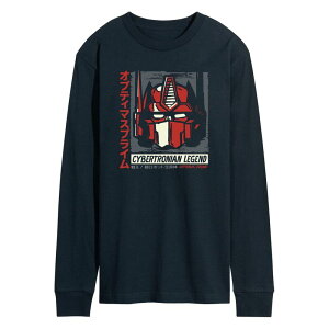 �A�j���L�����N�^�[ �����Y �g�b�v�X T�V���c �O���t�B�b�N Licensed Character Men's Transformers Optimus Prime Long Sleeve Graphic Tee Navy �l�C�r�[
