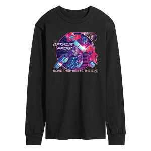 �A�j���L�����N�^�[ �����Y �g�b�v�X T�V���c �O���t�B�b�N Licensed Character Men's Transformers Optimus Prime Verse Badge Long Sleeve Graphic Tee Black �u���b�N