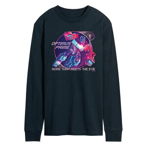 �A�j���L�����N�^�[ �����Y �g�b�v�X T�V���c �O���t�B�b�N Licensed Character Men's Transformers Optimus Prime Verse Badge Long Sleeve Graphic Tee Navy �l�C�r�[