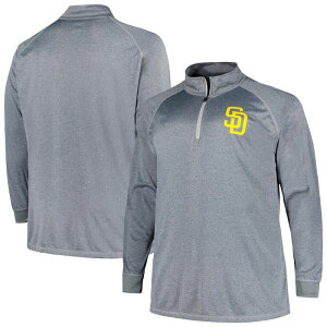�v���t�@�C�� �����Y �g�b�v�X T�V���c �g�[�� Men's Profile Gray San Diego Padres Big & Tall Raglan Quarter-Zip Topad Grey �O���[