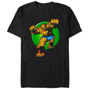 �}�[�x�� �����Y �g�b�v�X T�V���c ���B���e�[�W �O���t�B�b�N Men's Marvel Fantastic Four The Thing Vintage Poster Graphic Tee Black �u���b�N