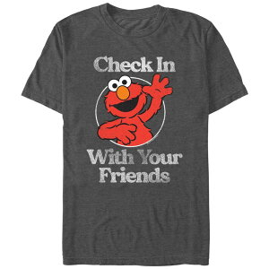 �A�j���L�����N�^�[ �����Y �g�b�v�X T�V���c �O���t�B�b�N Licensed Character Men'sesame Street Elmo Stamp Check In On Your Friends Graphic Tee Charcoal Heather �`���R�[��