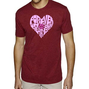 �G���G�[�|�b�v�A�[�g �����Y �g�b�v�X T�V���c LA Pop Art Forever In Our Hearts - Men's Premium Blend Word Art-shirt Burgundy �o�[�K���f�B