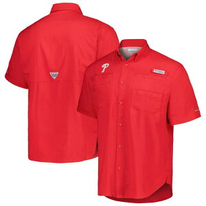 �R�����r�A �����Y �g�b�v�X T�V���c �_�E�� Men's Columbia Red Philadelphia Phillies Tamiami Omni-Shade Button-Down Shirt Phl Red ���b�h