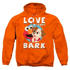 �A�j���L�����N�^�[ �����Y �A�E�^�[ �j�b�g�E�Z�[�^�[ �p�[�J�[ Licensed Character Sesame Street Furry Friends Forever Love At First Bark Adult Pull Over Hoodie Orange �I�����W
