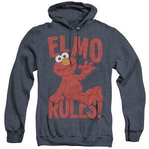 �A�j���L�����N�^�[ �����Y �A�E�^�[ �j�b�g�E�Z�[�^�[ �p�[�J�[ Licensed Character Sesame Street Elmo Rules Adult Heather Hoodie Navy �l�C�r�[