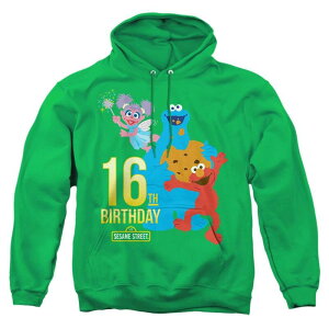 yz CZX LN^[ Y jbgEZ[^[ AE^[ Sesame Street 16th Birthday Adult Pull Over Hoodie Kelly Green