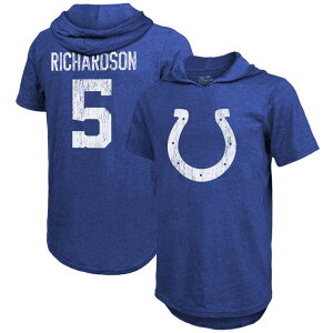 yz }WFXeBbN Y TVc gbvX Men's Majestic Threads Anthony Richardson Royal Indianapolis Colts Player Name & Number Tri-Blend Slim Fit Hoodie T-Shirt Clt Blue