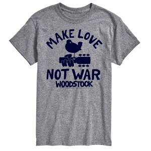 �A�j���L�����N�^�[ �����Y �g�b�v�X T�V���c �O���t�B�b�N Licensed Character Men's Woodstock Make Love Not War Graphic Tee Gray �O���[