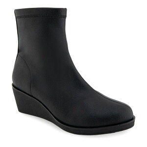 yz GA\[Y fB[X u[cECu[c V[Y Aerosoles Binnie Women's Wedge Ankle Boots Black Stretch Pebbled