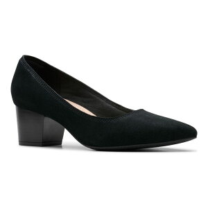 N[NX fB[X V[Y pvX U[ q[ ClarksR Ellanie Hope Women's Leather Block Heel Pumps Black Suede ubN