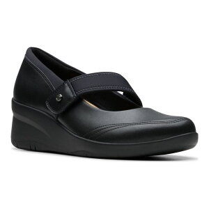 yz N[NX fB[X Xb|E[t@[ V[Y ClarksR Suttyn May Women's Leather Mary Jane Wedge Shoes Black